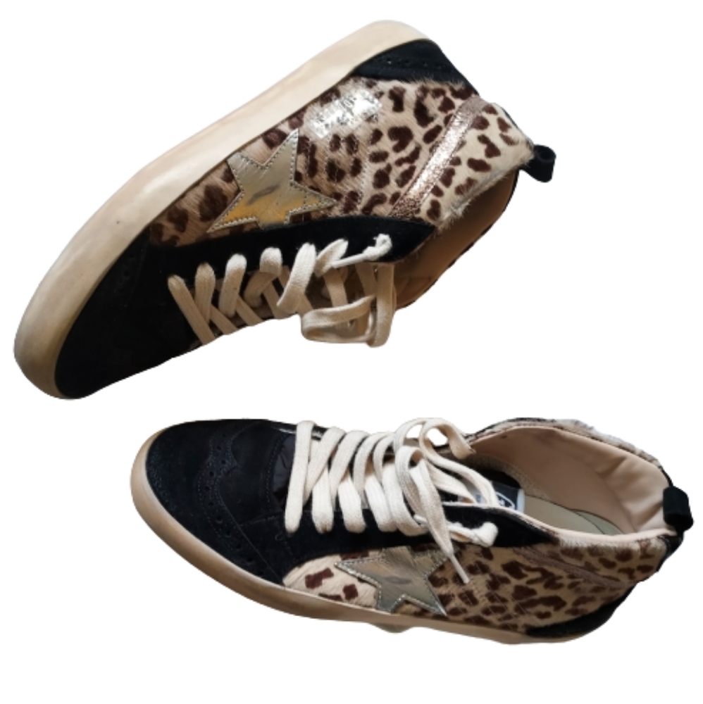 Golden Goose Mid Star Classic Shoe Size 39 Leopard Calf Hair NEW NIB - Picture 7 of 13